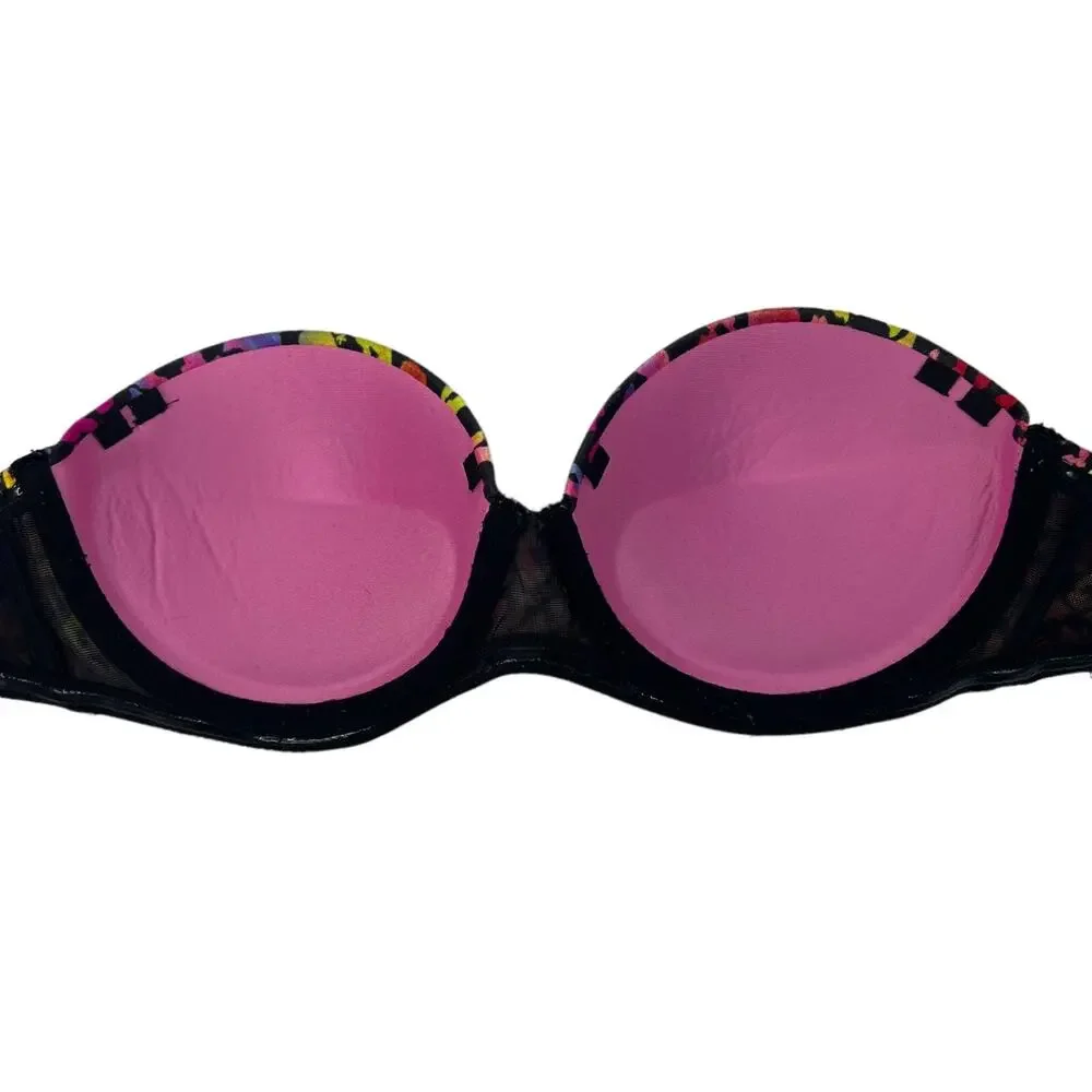 PINK Victorias Secret Rainbow Leopard Print Multi-Way Push Up Underwire Bra 34B - Picture 3 of 5